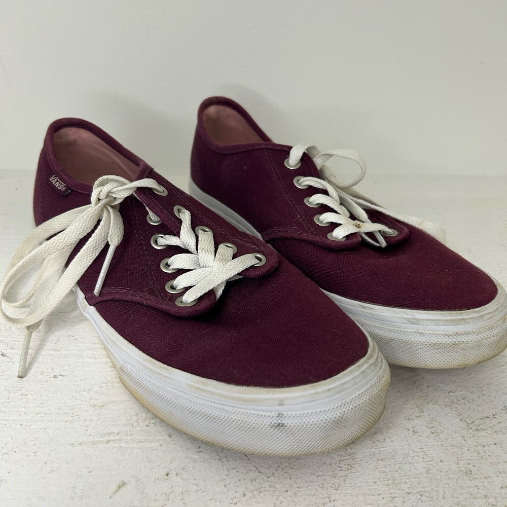 Vans Burgundy and White Sneakers